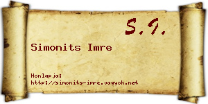 Simonits Imre névjegykártya